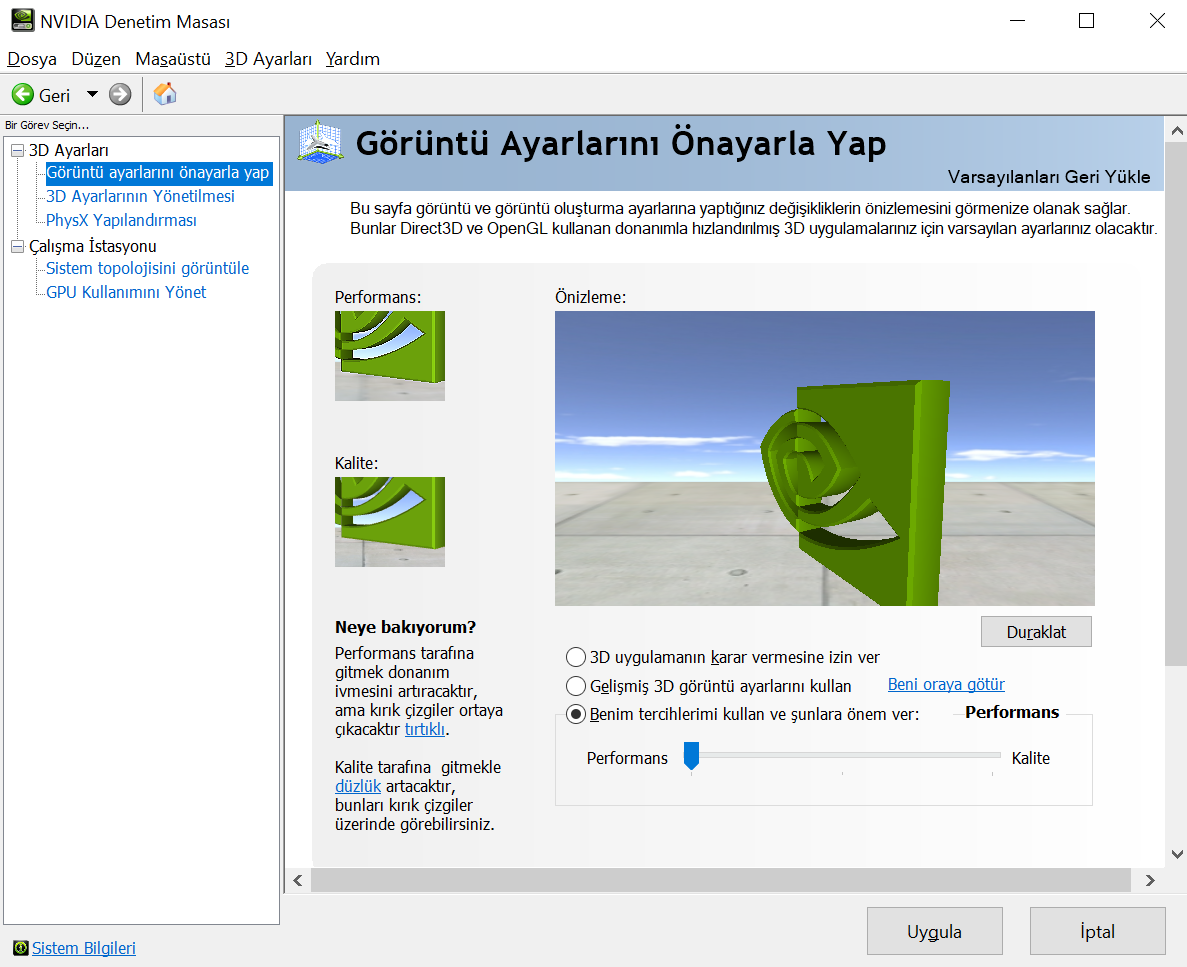 solidworks performans ayarları nasıl yapılır