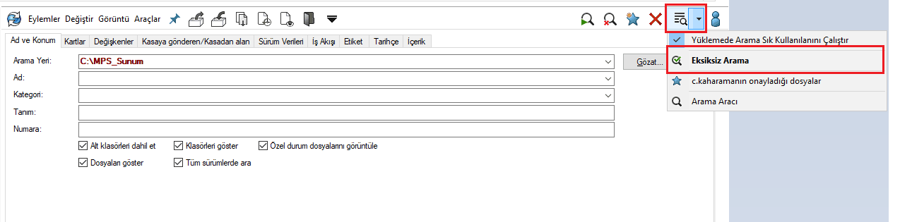 pdm eksiksiz arama 1