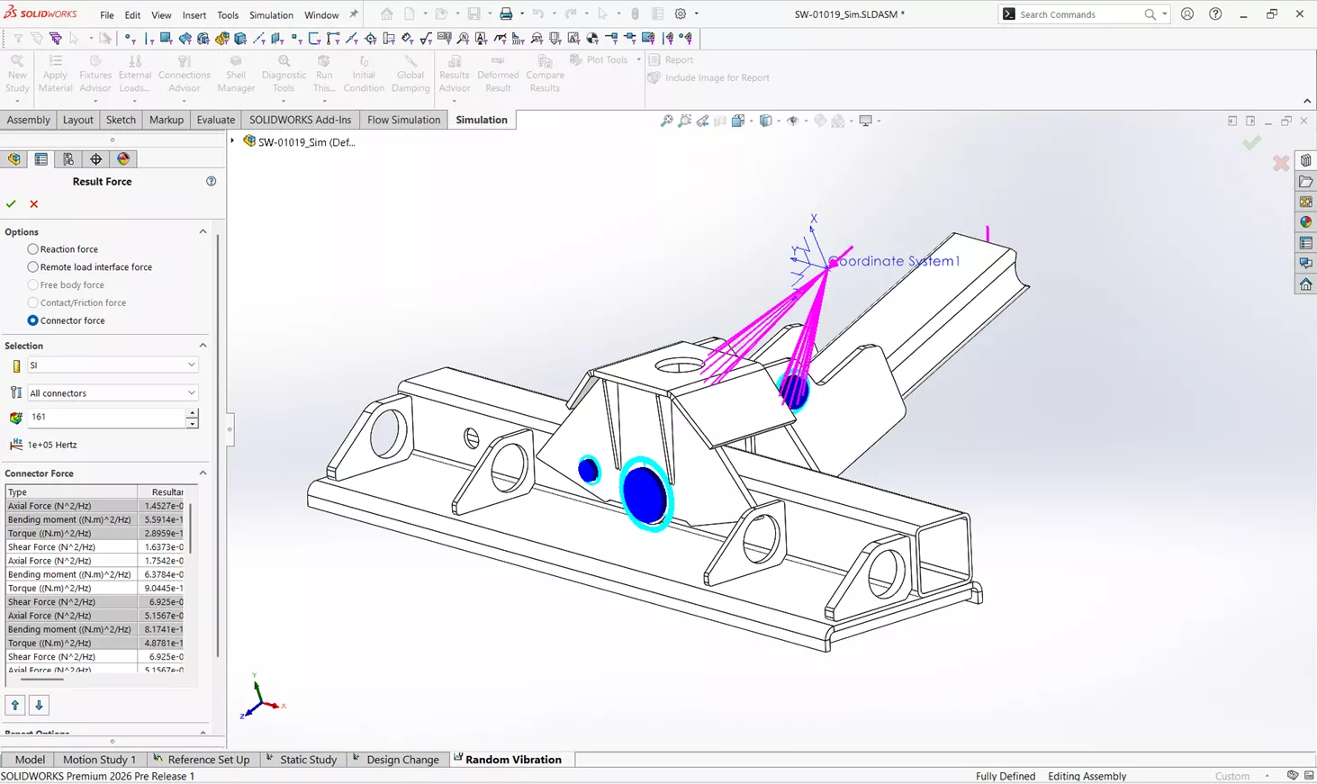 solidworks simulation 2026 rastgele titresim analizi