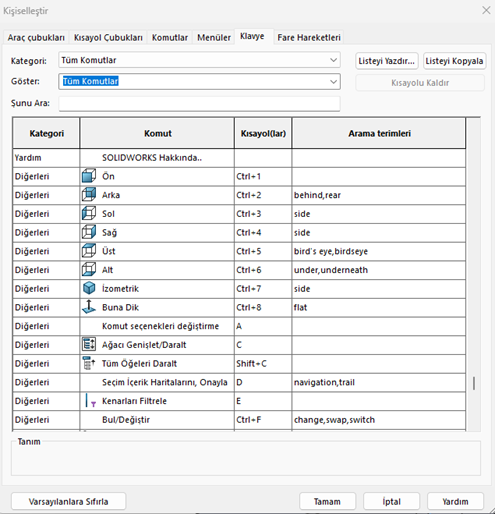solidworks kisayolu 10