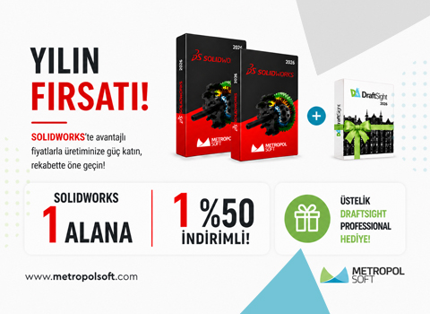 SOLIDWORKS Bir Lisans Alana İkincisi %50 İndirimli + DraftSight Hediye!